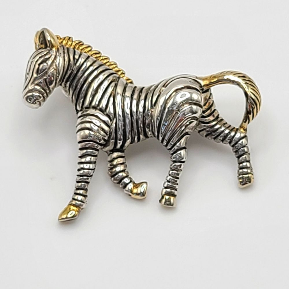 Vintage Zebra brooch pin